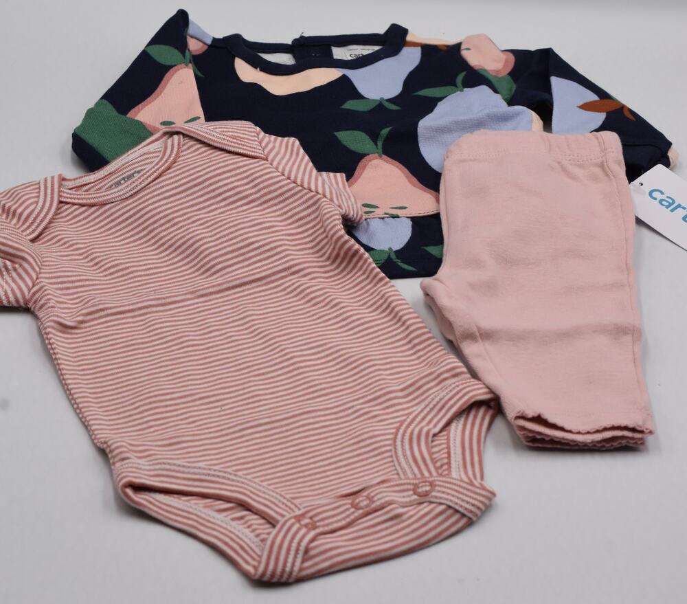 Carter's 3-Piece Baby Outfit - Tunic/Undershirt/Pants - Navy Pear New Born